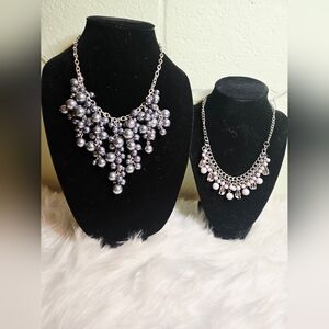 2 Silver Pearl Necklaces
